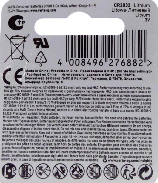 Varta Cr 2032 - Lithium Knoopcel Batterij - 3 Volt - 1 Stuk